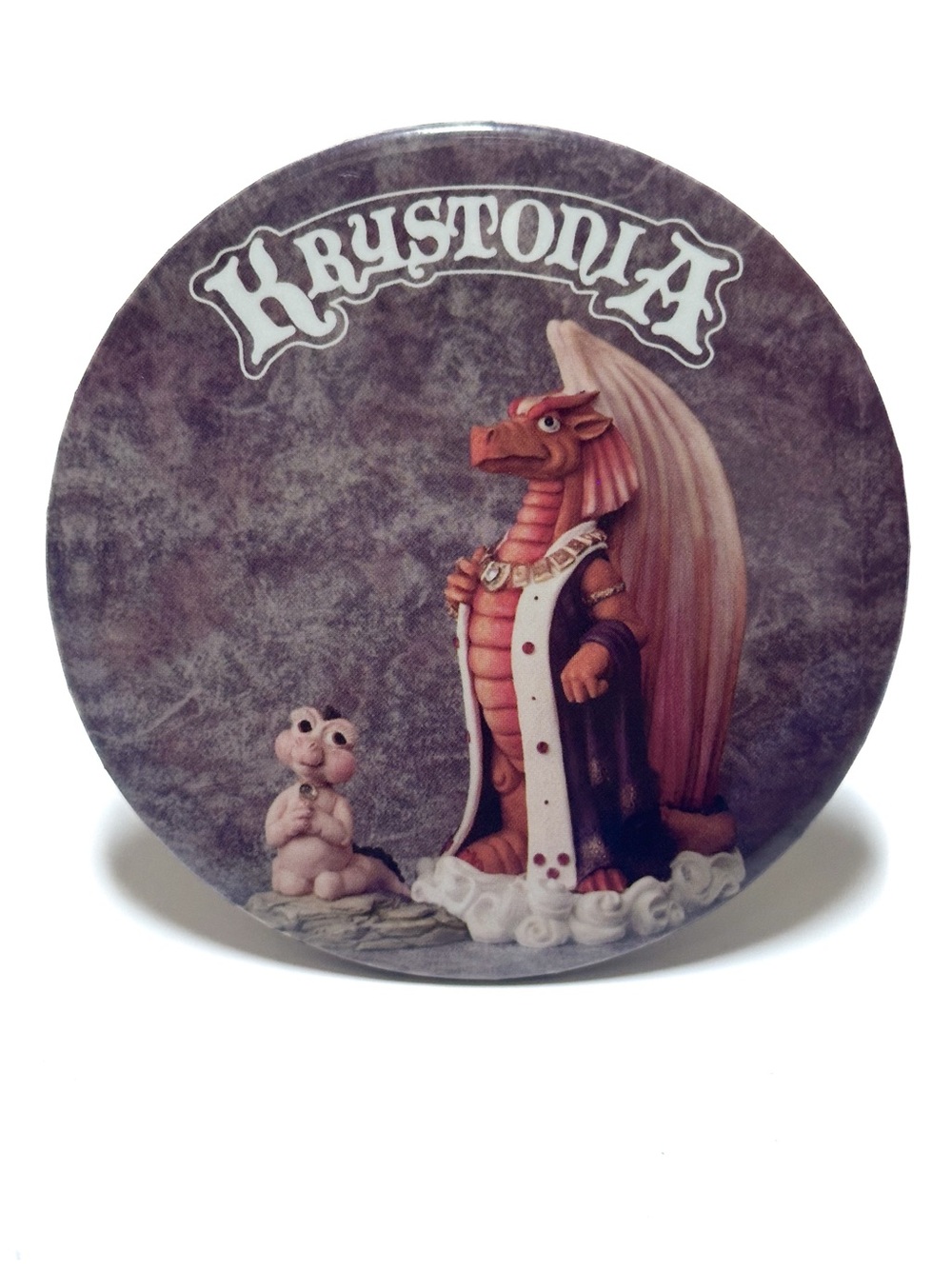 Vintage 90s World of Krystonia Dragon Pin Collectors Promotional Button Pinback